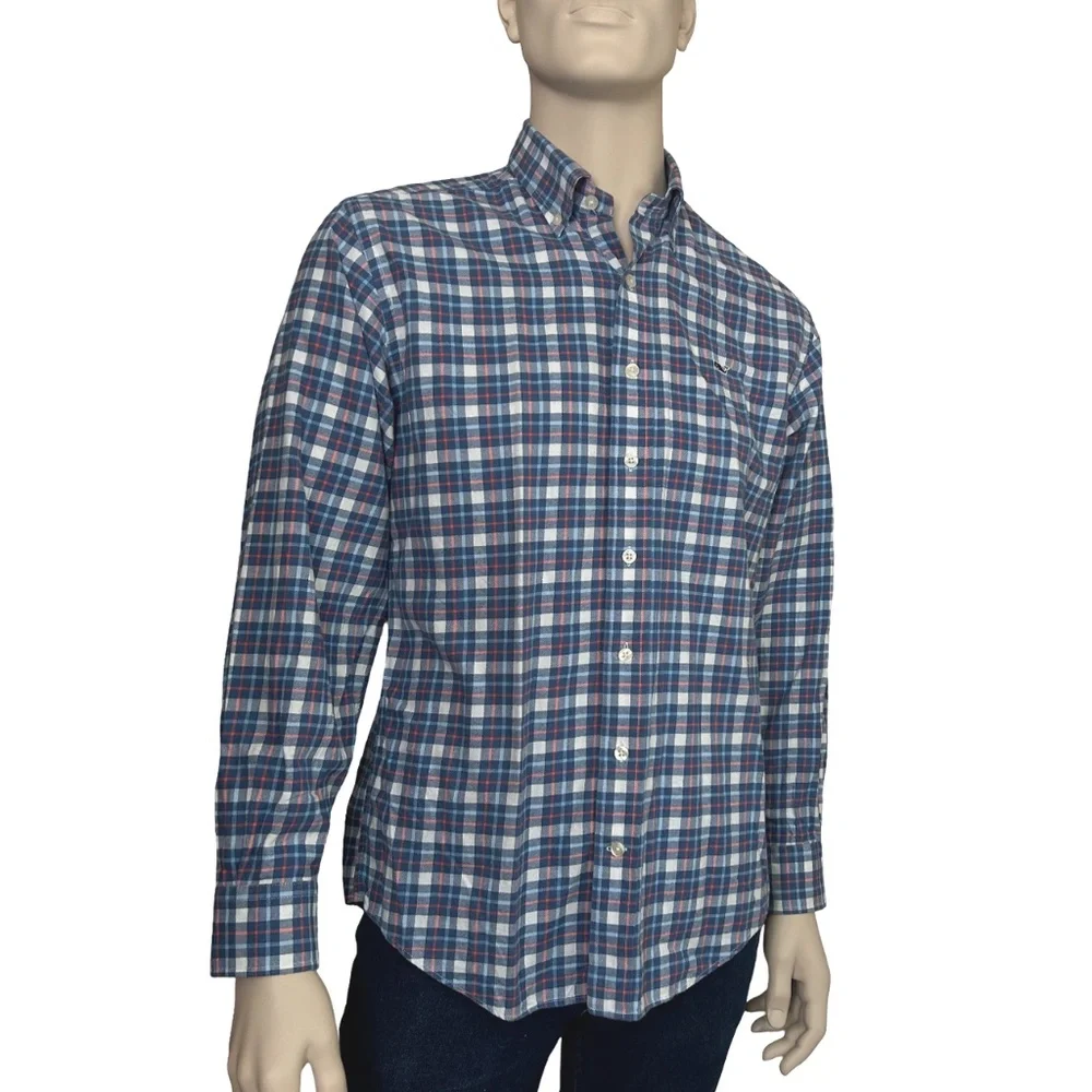 Vineyard Vines by Shep & Ian Whale Shirt Cotton Button Front Plaid Monogrammed - Picture 2 of 14